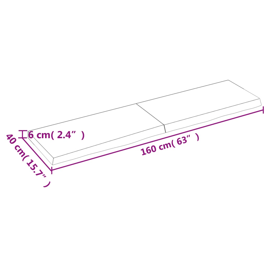 vidaXL Table Top Dark Brown 160x40x(2-6) cm Treated Solid Wood Oak