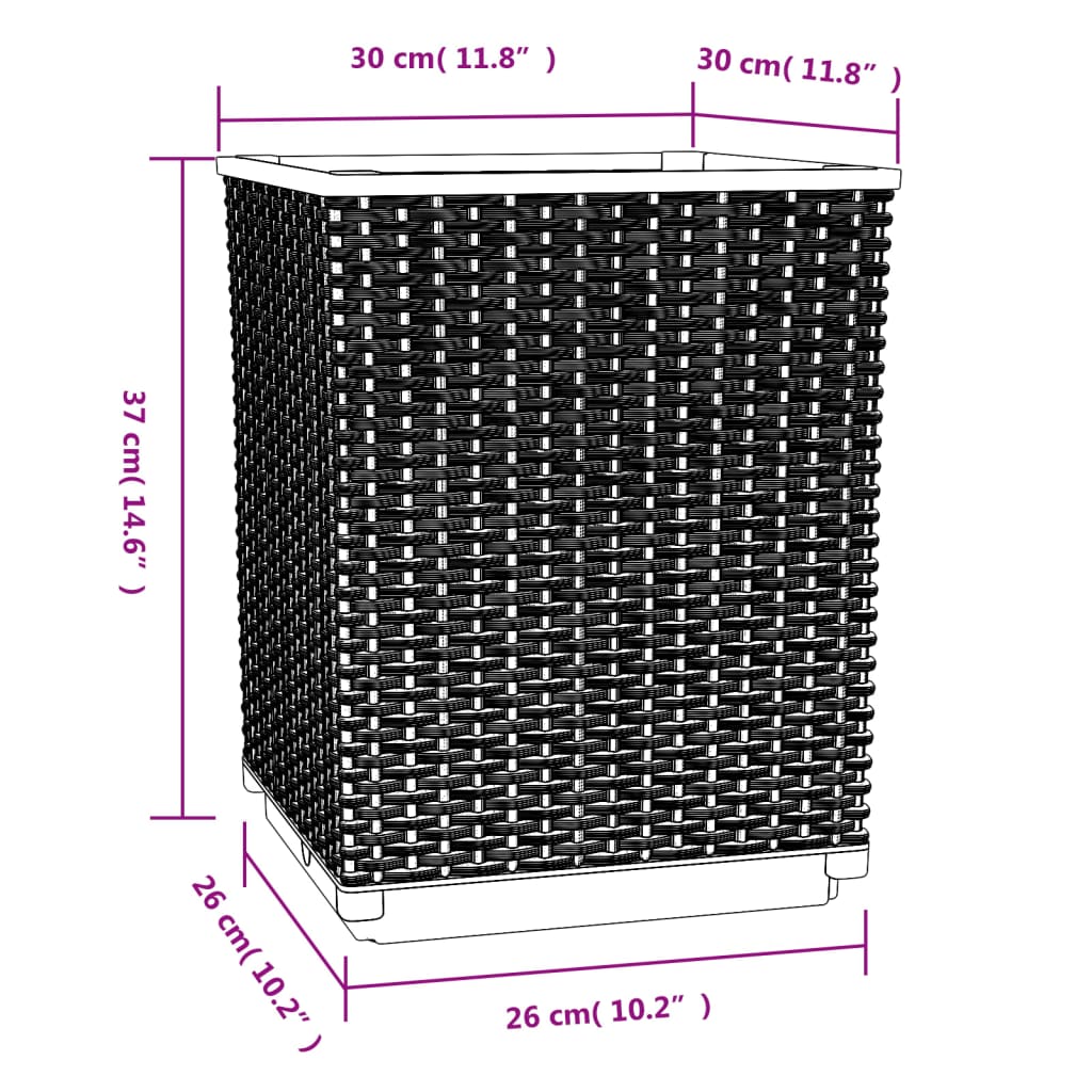 vidaXL Planters 4 pcs Black 30x30x37 cm Polypropylene