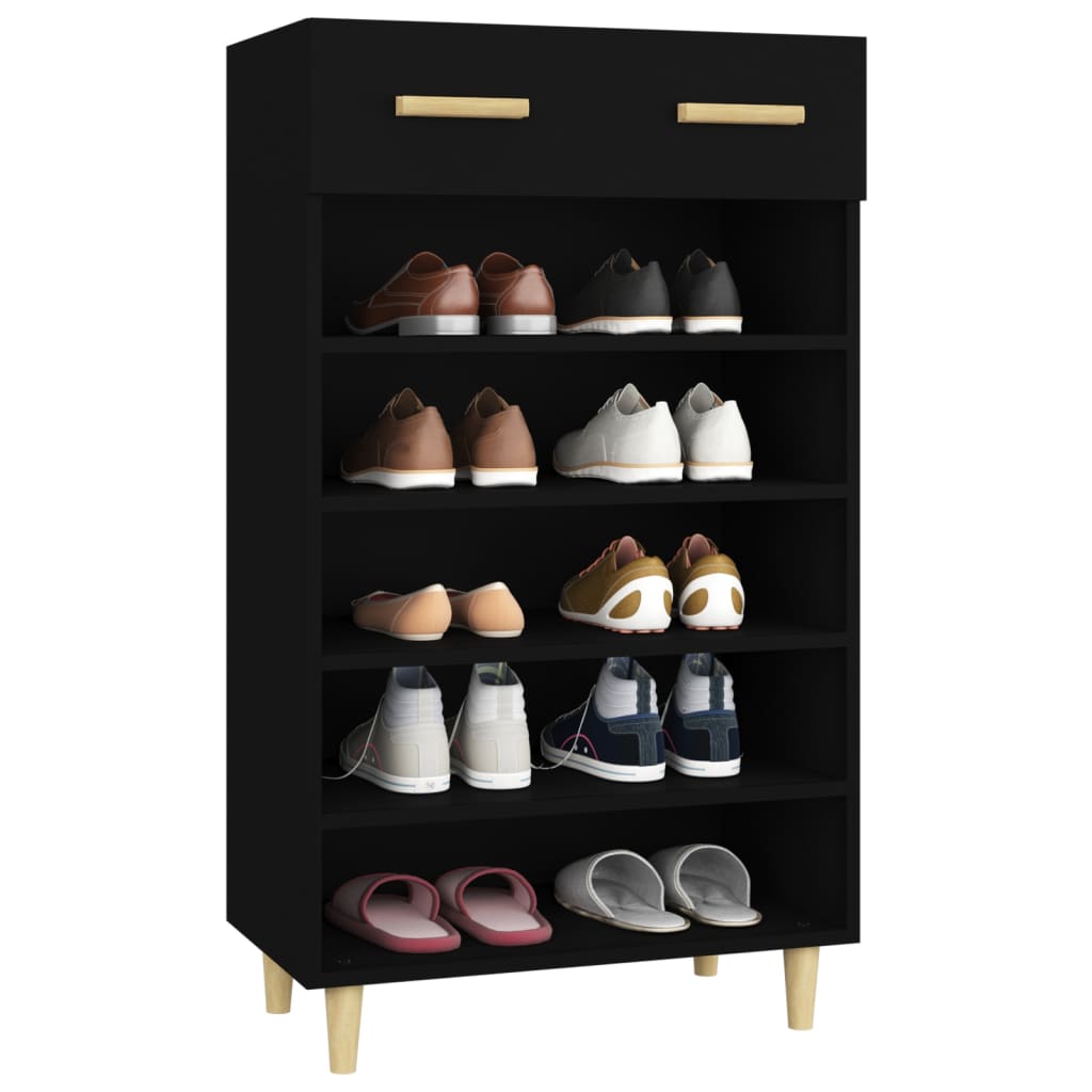 vidaXL Shoe Cabinet Black 60x35x105 cm Engineered Wood