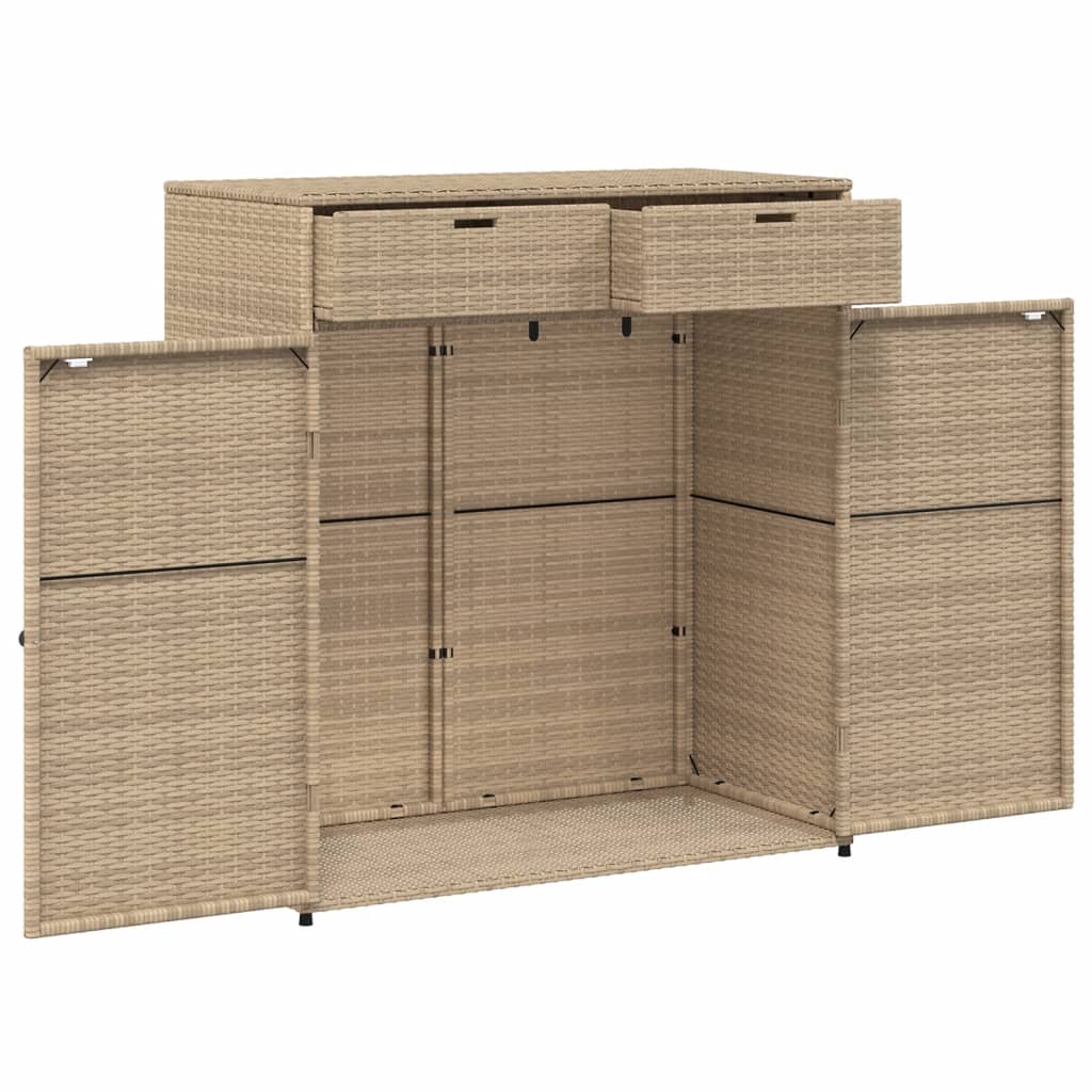 vidaXL Garden Storage Cabinet Beige 105x55x113 cm Poly Rattan