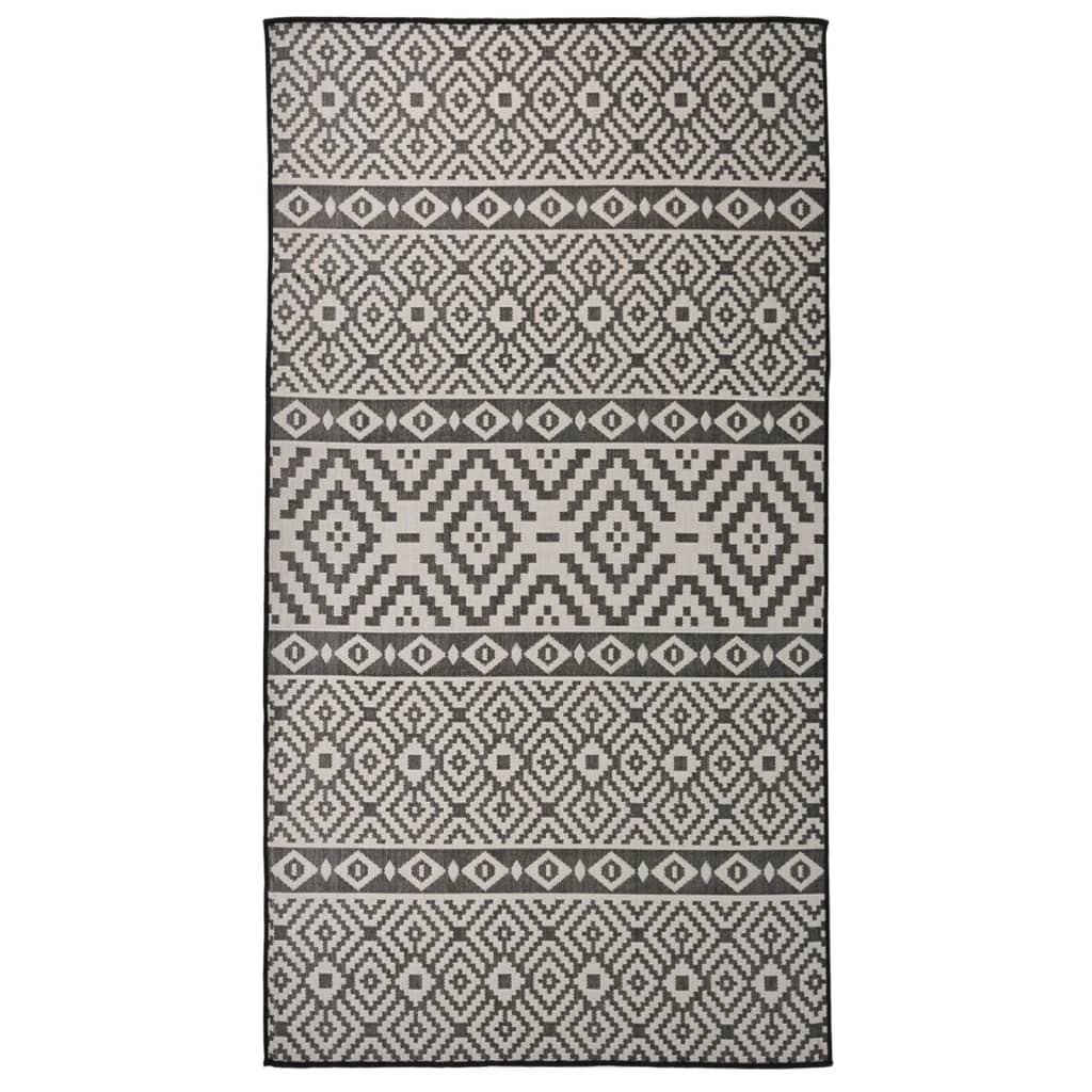 vidaXL Outdoor Flatweave Rug 80x150 cm Black Stripes