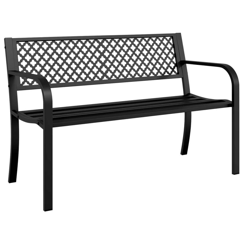 vidaXL Garden Bench 119 cm Black Steel