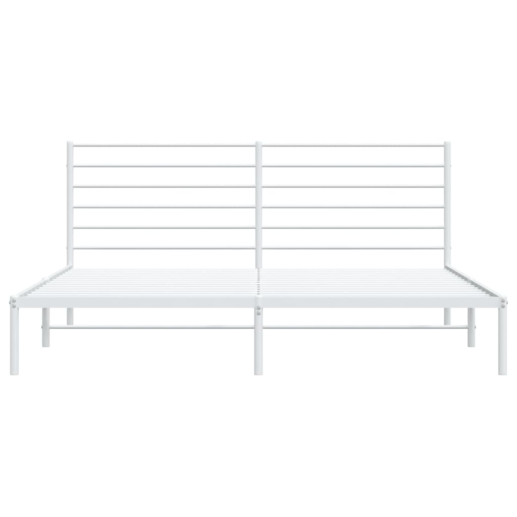 vidaXL Metal Bed Frame without Mattress with Headboard White 200x200 cm