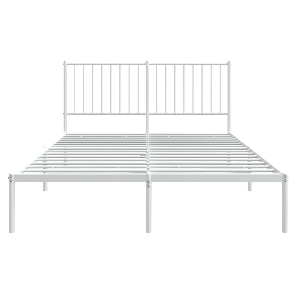 vidaXL Metal Bed Frame without Mattress with Headboard White 135x190 cm Double