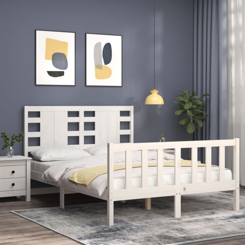 vidaXL Bed Frame without Mattress White 120x200 cm Solid Wood Pine