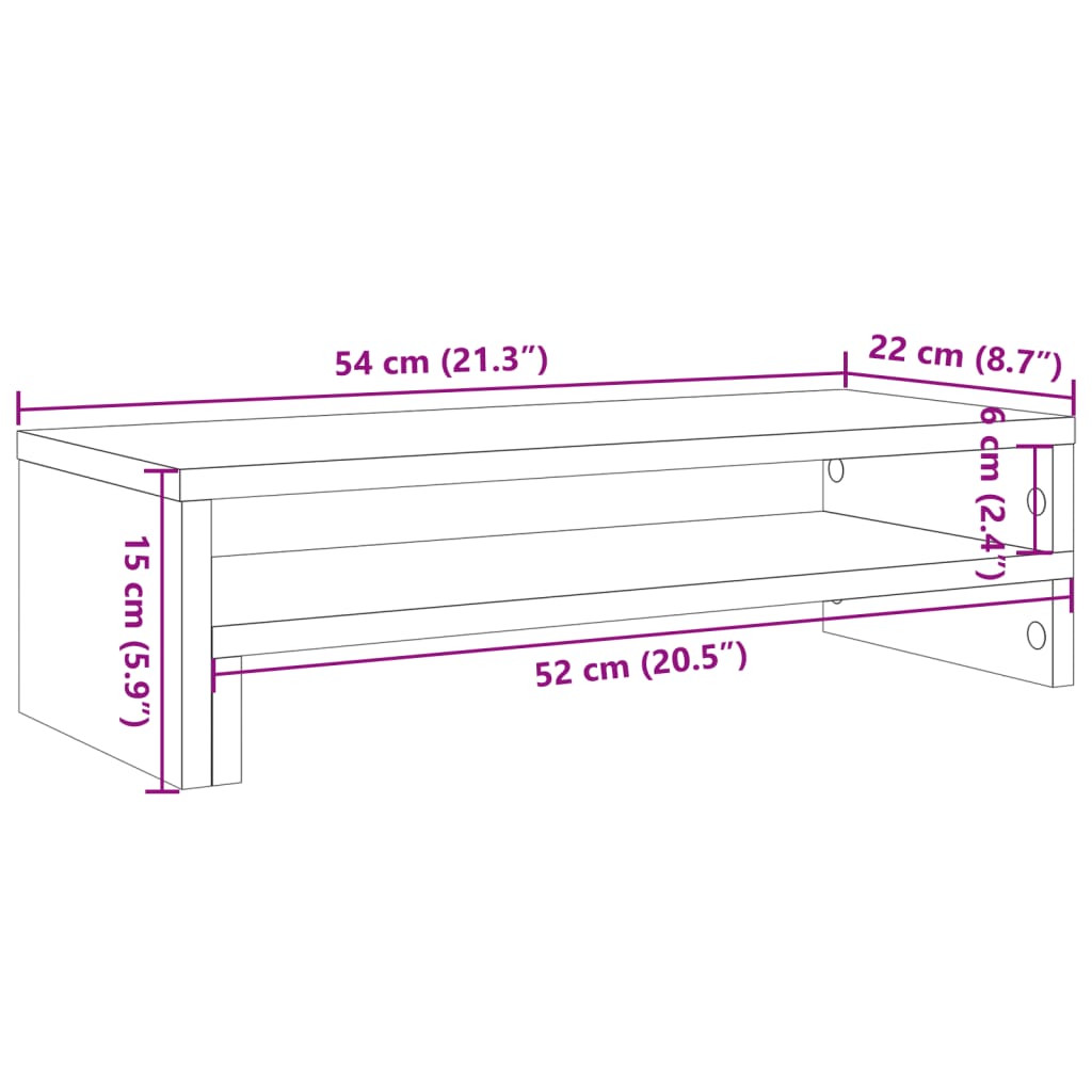 vidaXL Monitor Stand Artisian Oak 54x22x15 cm Engineered Wood