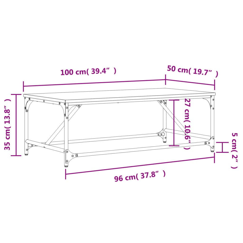 vidaXL Coffee Table Brown Oak 100x50x35 cm Engineered Wood