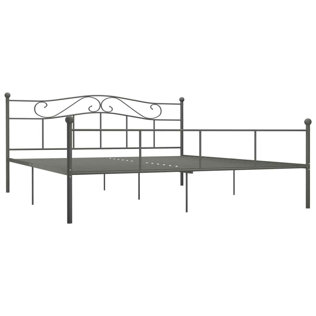 vidaXL Bed Frame without Mattress Grey Metal 180x200 cm Super King