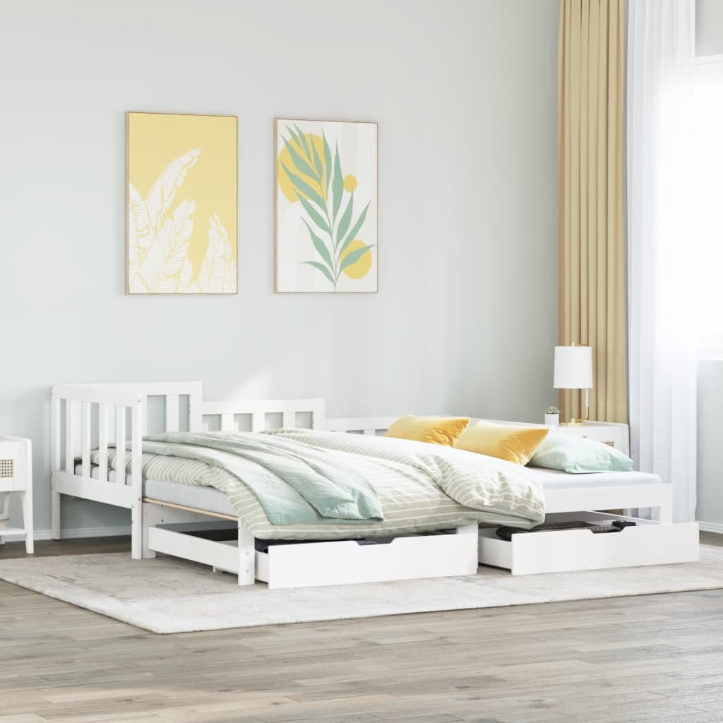 vidaXL Daybed with Trundle and Drawers without Mattress White 80x200 cm