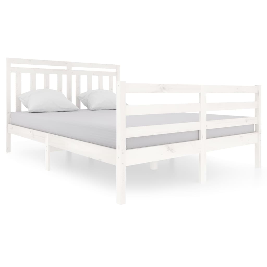 vidaXL Bed Frame without Mattress White Solid Wood 140x200 cm (810431+814095)