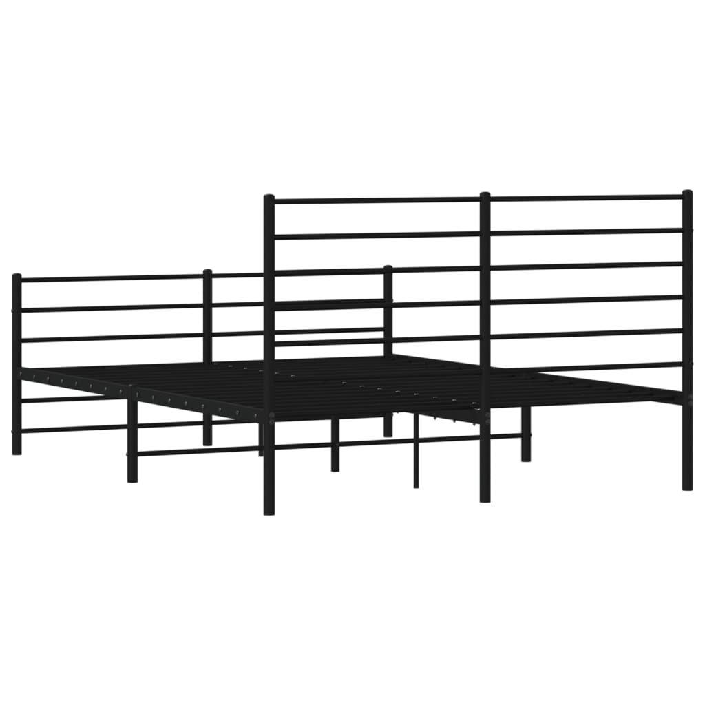 vidaXL Metal Bed Frame without Mattress with Footboard Black 120x200 cm