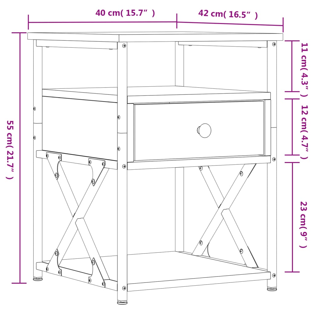 vidaXL Bedside Cabinets 2 pcs Sonoma Oak 40x42x55 cm Engineered Wood