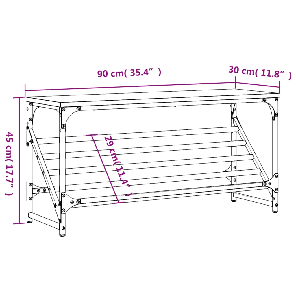 vidaXL Shoe Rack Black 90x30x45 cm Engineered Wood