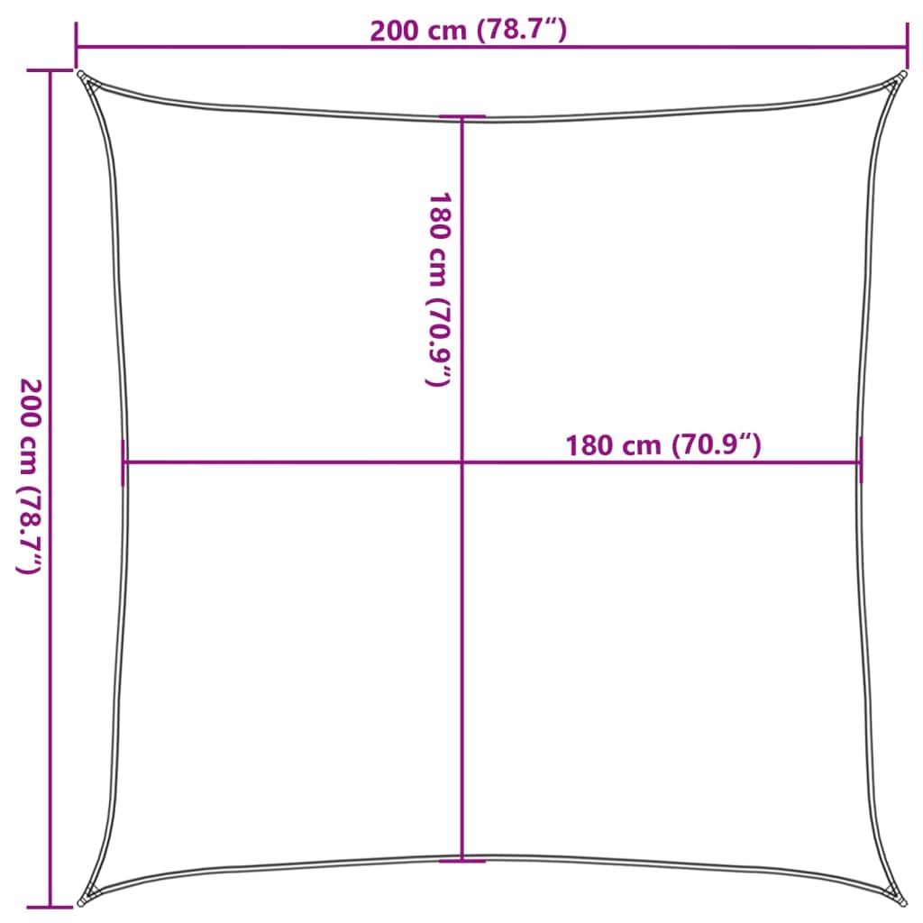 vidaXL Sunshade Sail 160 g/m² Square Light Grey 2x2 m HDPE