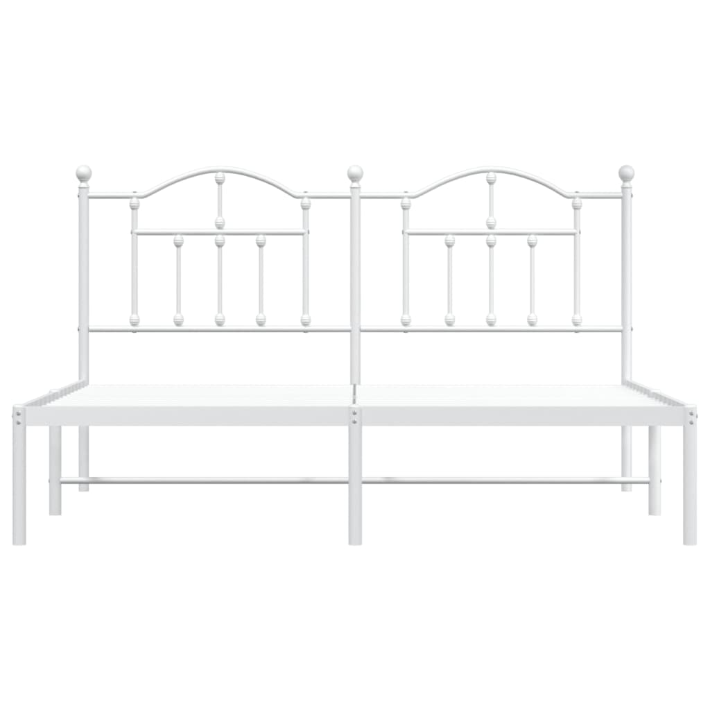 vidaXL Metal Bed Frame without Mattress with Headboard White 180x200 cm Super King