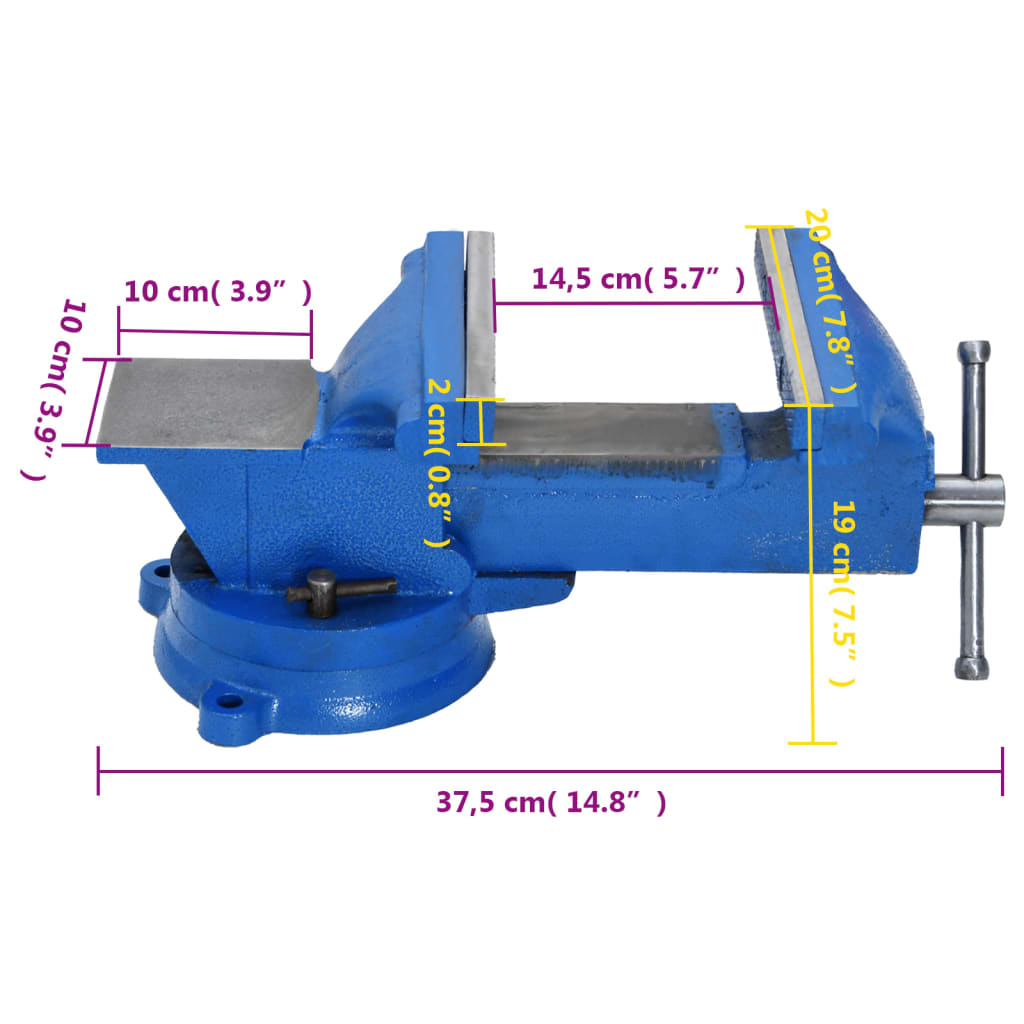 vidaXL Bench Vise Blue 200 mm Cast Iron