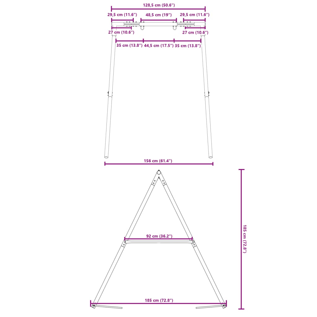 vidaXL Swing Frame for Outdoor with 2 Hanging Hooks Blue Steel