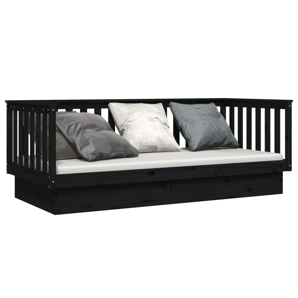 vidaXL Day Bed without Mattress Black 80x200 cm Solid Wood Pine