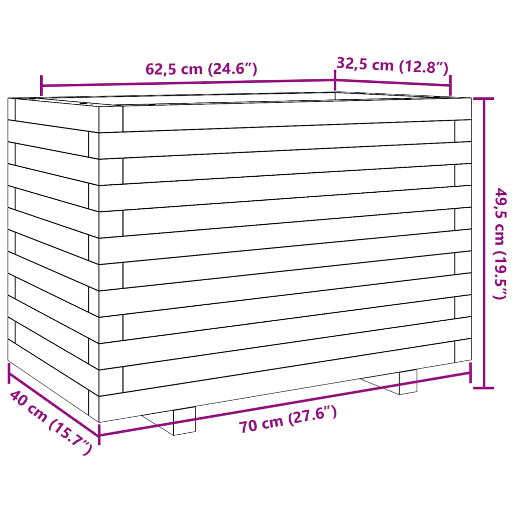 vidaXL Garden Planter 70x40x49.5 cm Impregnated Wood Pine