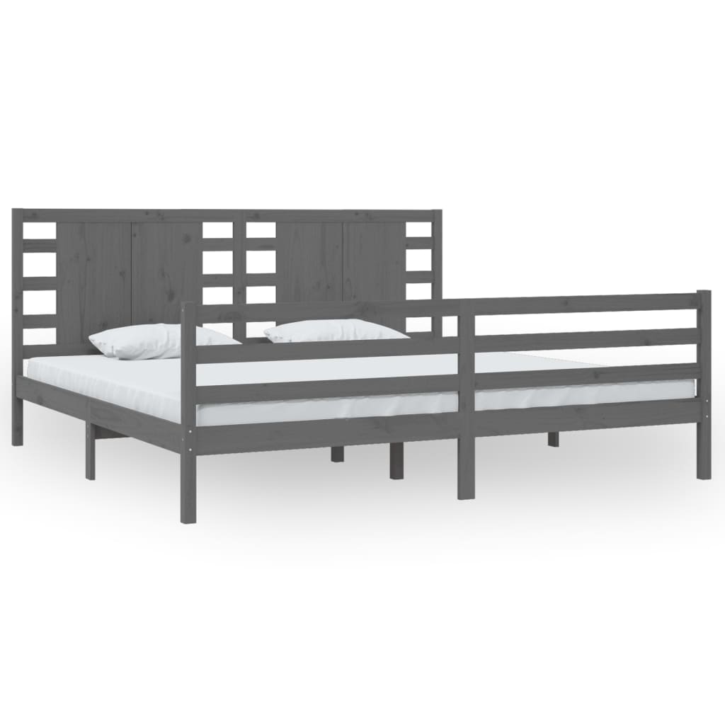 vidaXL Bed Frame without Mattress Grey 200x200 cm Solid Wood Pine