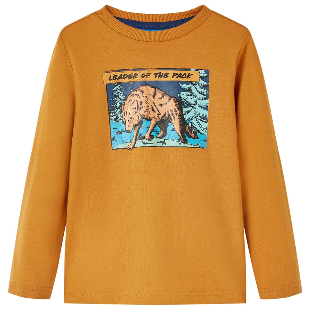 Kids' T-shirt with Long Sleeves Dark Ochre 128