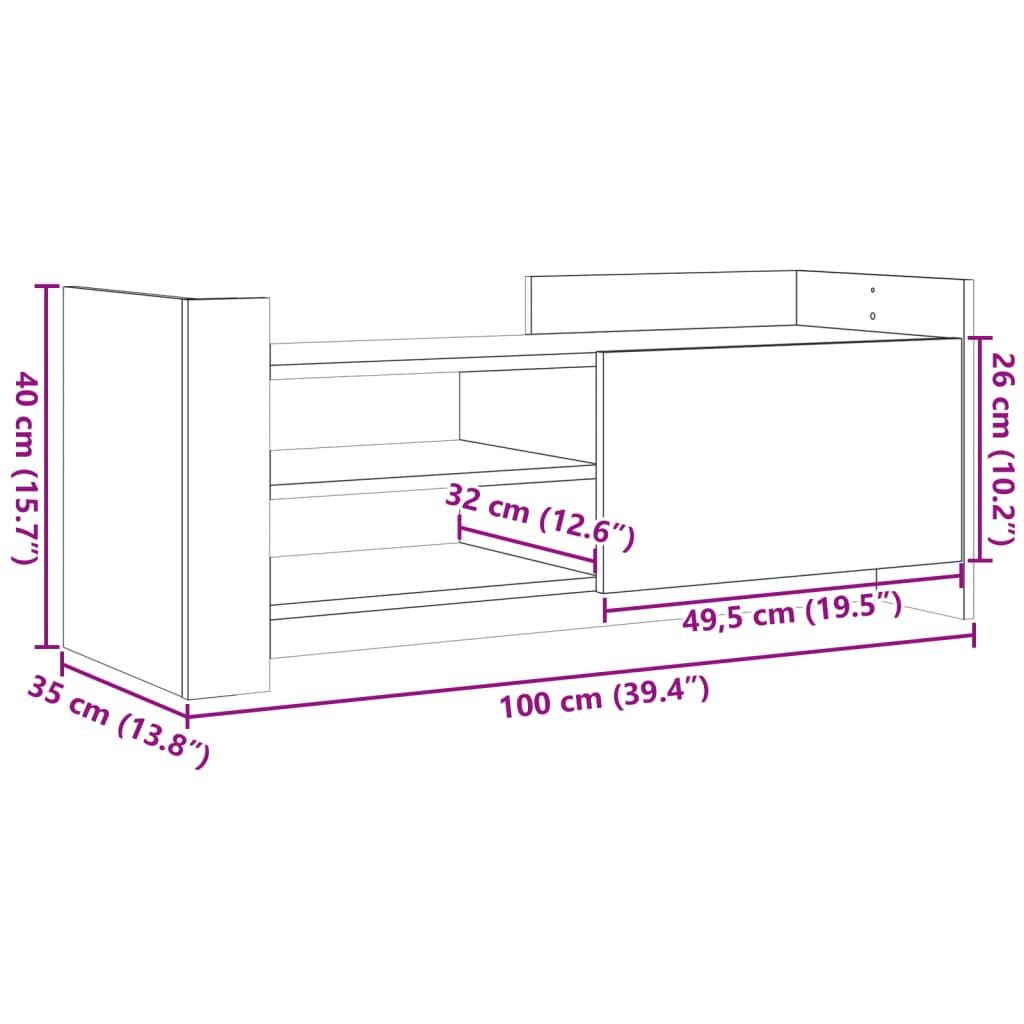 vidaXL TV Cabinet Concrete Grey 100x35x40 cm Engineered Wood