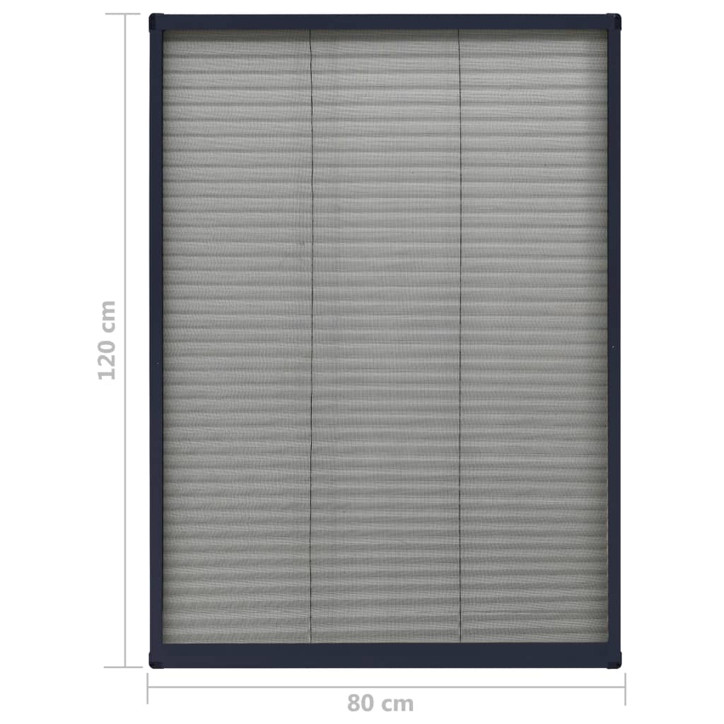 vidaXL Plisse Insect Screen for Windows Aluminium Anthracite 80x120 cm