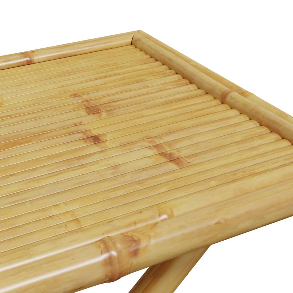 vidaXL 5 Piece Folding Bistro set with Cream White Cushions Bamboo