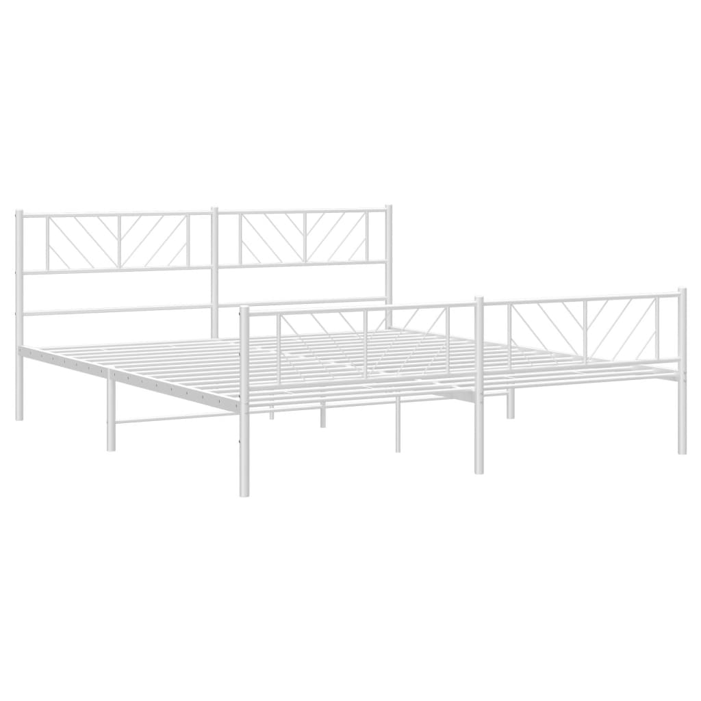 vidaXL Metal Bed Frame without Mattress with Footboard White 183x213 cm