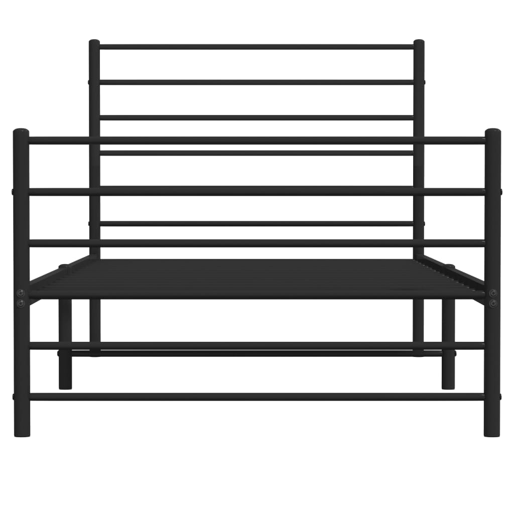 vidaXL Metal Bed Frame without Mattress with Footboard Black 90x200 cm