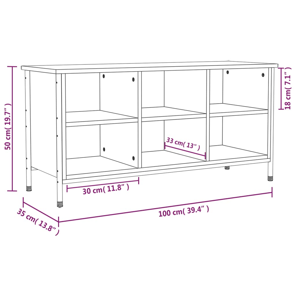 vidaXL Shoe Cabinet Sonoma Oak 100x35x50 cm Engineered Wood