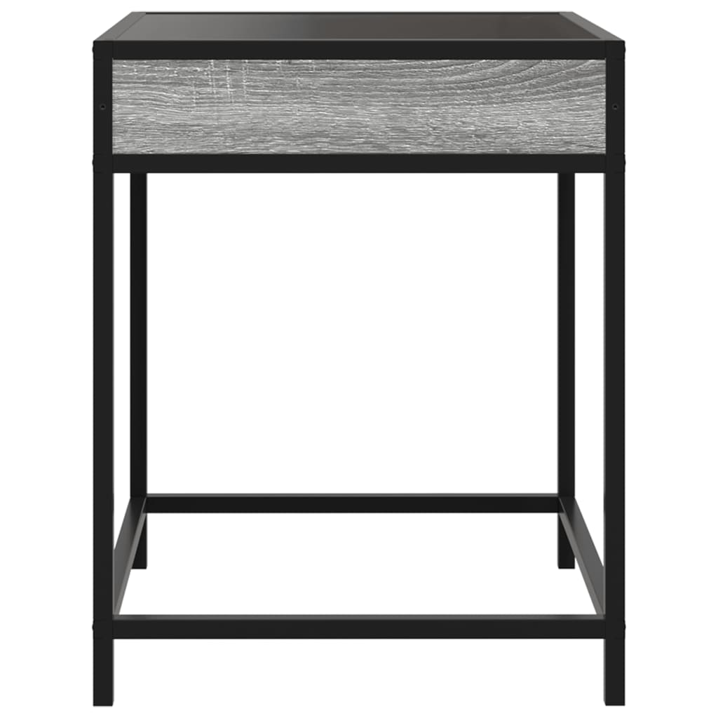 vidaXL Bedside Table with Infinity LED Grey Sonoma 40x40x51 cm