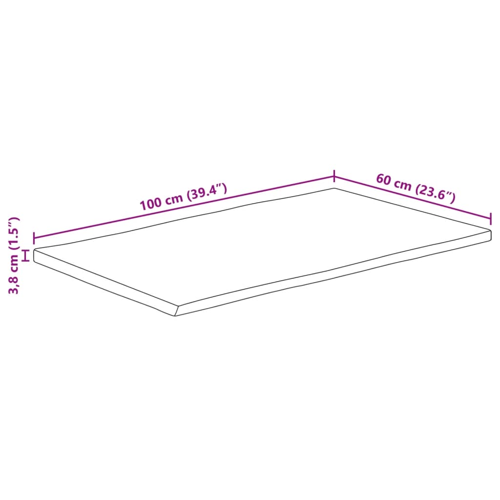 vidaXL Table Top 100x60x3.8 cm Live Edge Solid Wood Mango