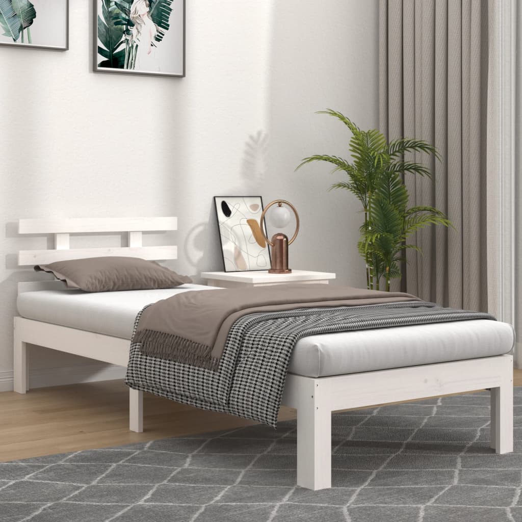 vidaXL Bed Frame without Mattress White 75x190 cm Small Single