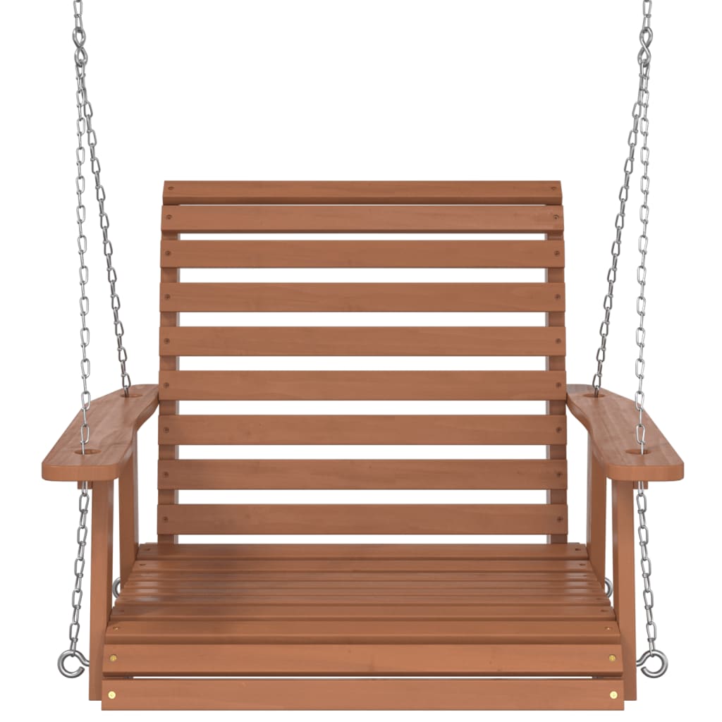 vidaXL Garden Swing Chair with Metal Chains Brown Solid Wood Fir