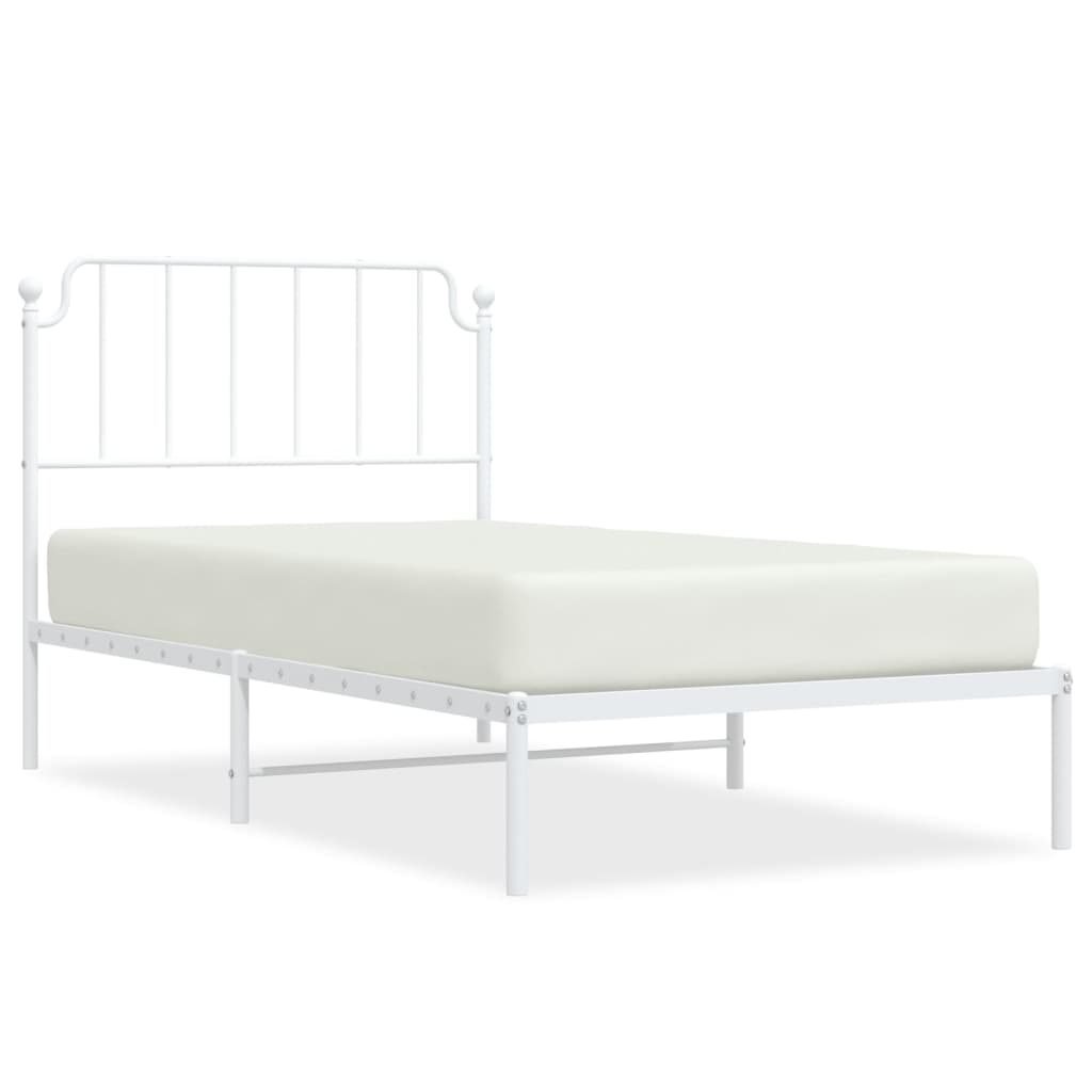 vidaXL Metal Bed Frame without Mattress with Headboard White 100x190 cm