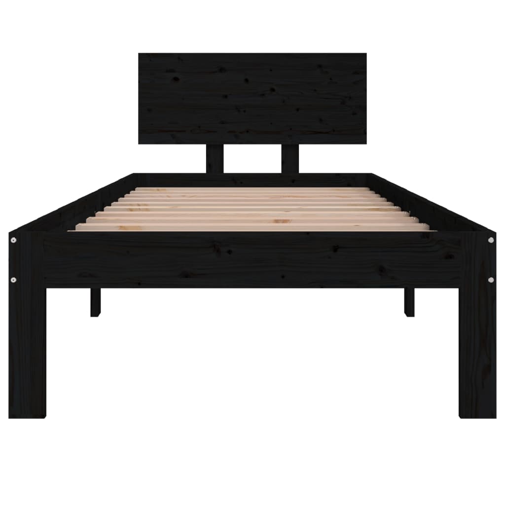 vidaXL Bed Frame without Mattress Black 75x190 cm Small Single