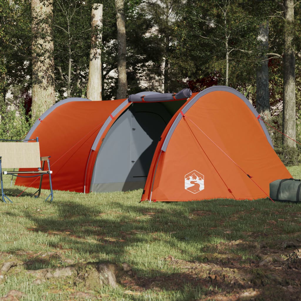 vidaXL Camping Tent Tunnel 4-Person Orange Waterproof