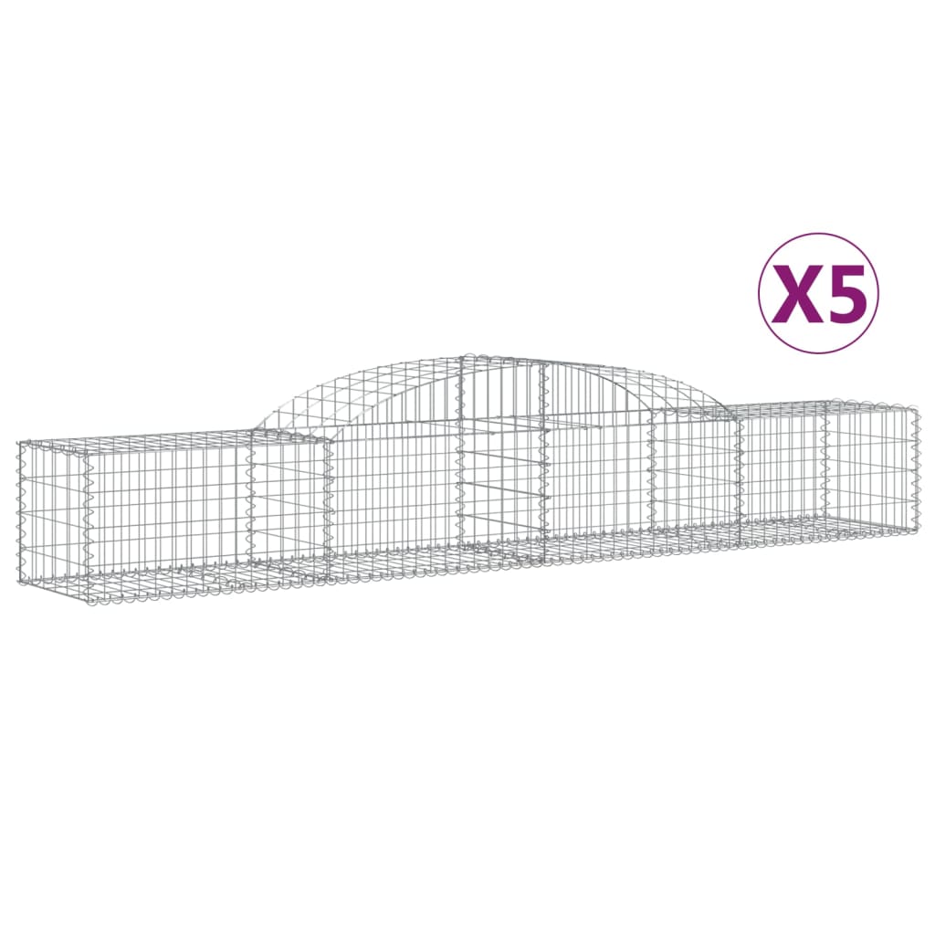 vidaXL Arched Gabion Baskets 5 pcs 300x50x40/60 cm Galvanised Iron