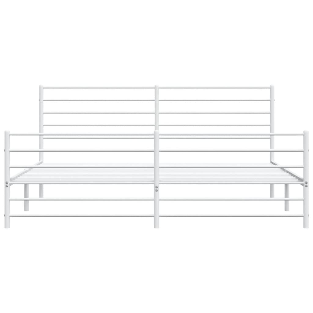 vidaXL Metal Bed Frame without Mattress with Footboard White 193x203 cm