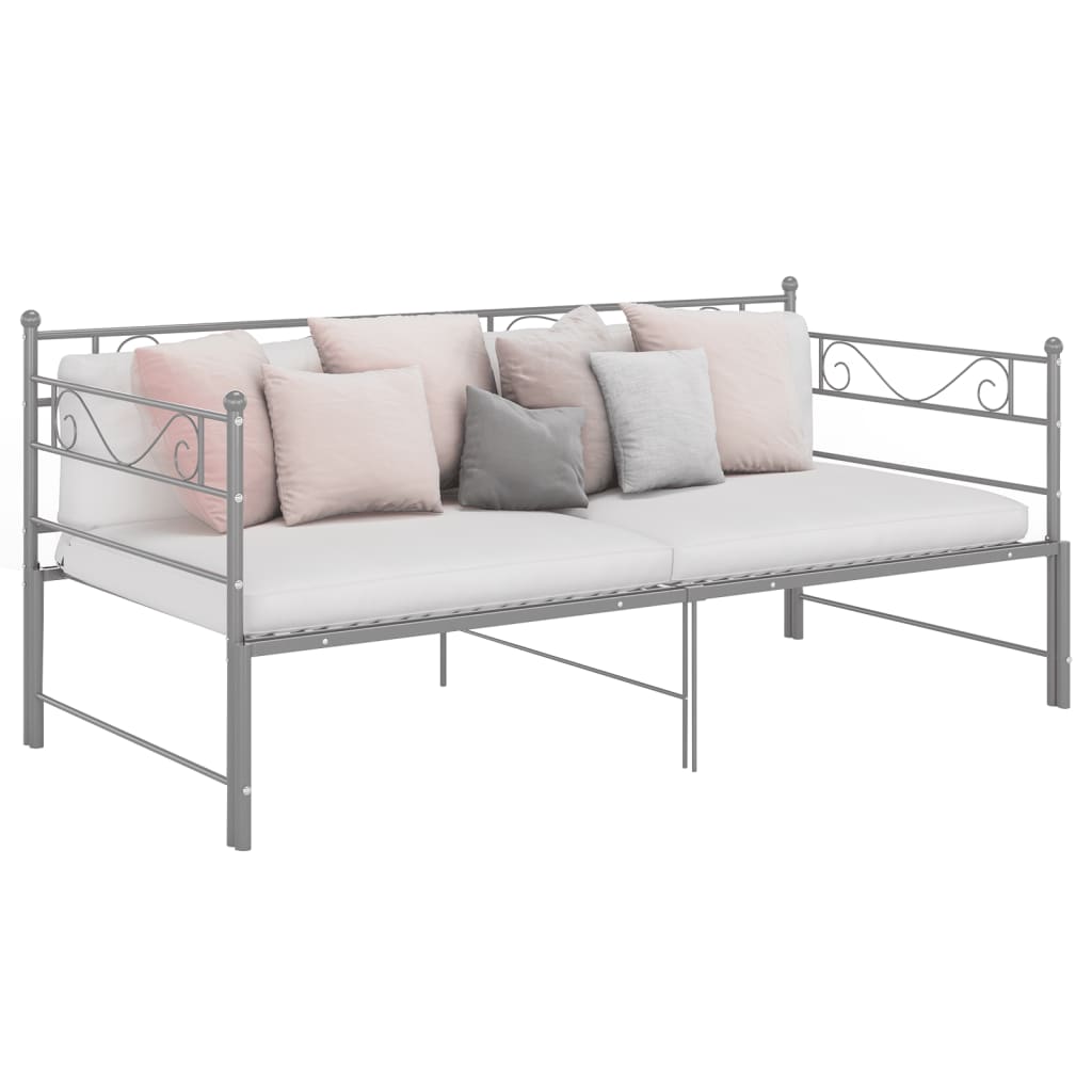 vidaXL Pull-out Sofa Bed Frame without Mattress Grey Metal 90x200 cm