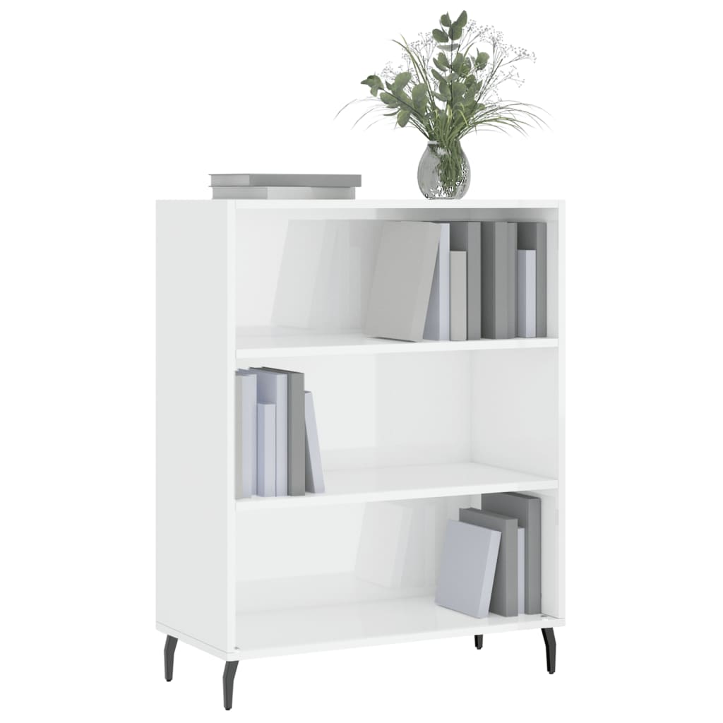 vidaxL Shelf Cabinet High Gloss White 69.5x32.5x90 cm Engineered Wood