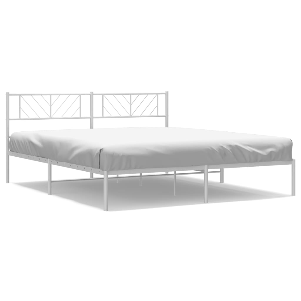 vidaXL Metal Bed Frame without Mattress with Headboard White 193x203 cm