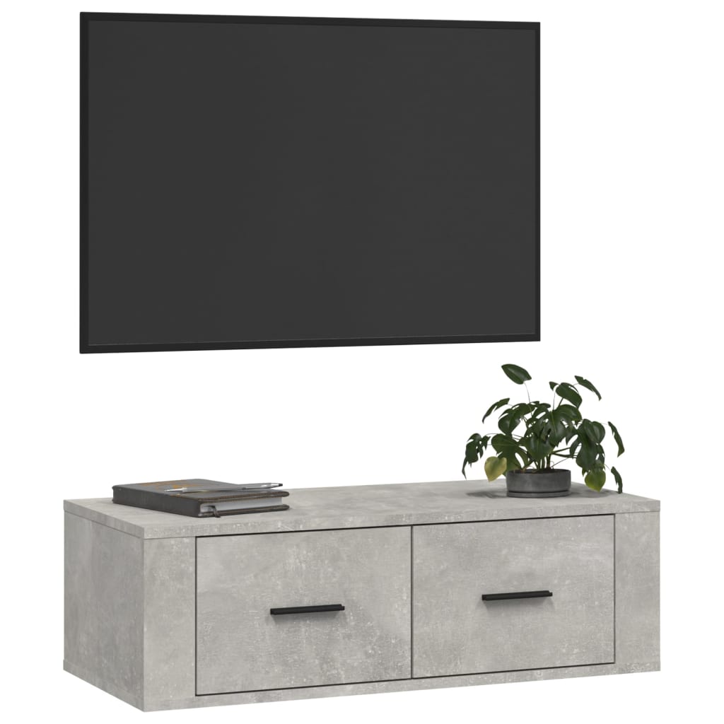 vidaXL Hanging TV Cabinet Concrete Grey 80x36x25 cm Engineered Wood