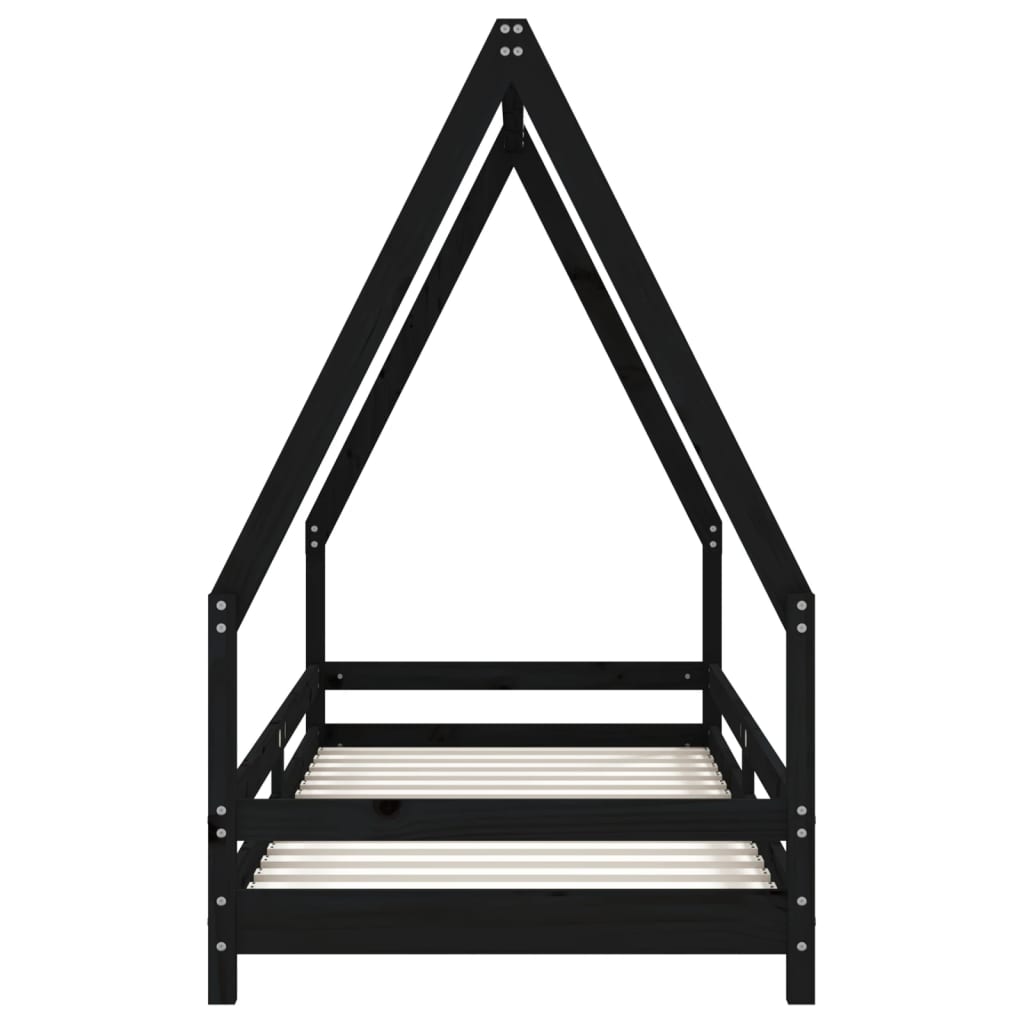 vidaXL Kids Bed Frame Black 80x200 cm Solid Wood Pine