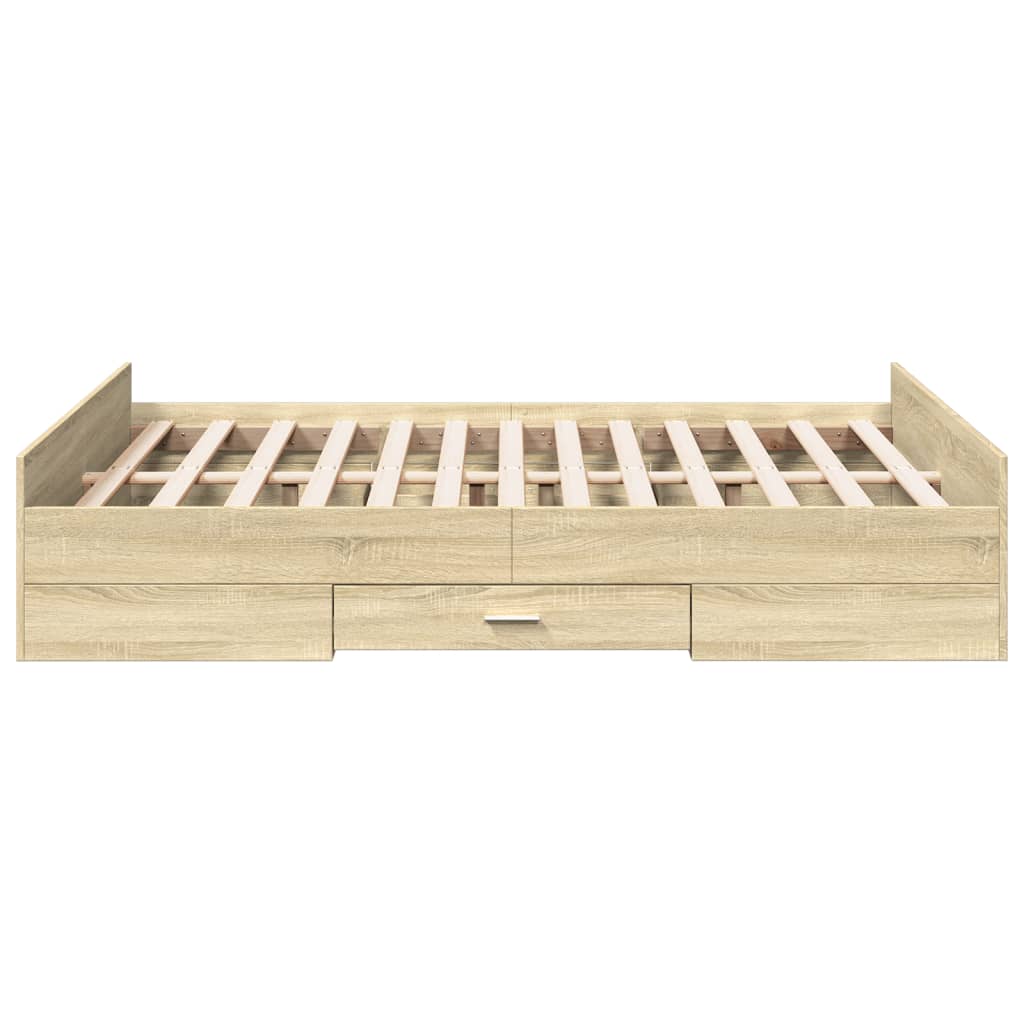 vidaXL Bed Frame with Drawers without Mattress Sonoma Oak 120x190 cm Small Double