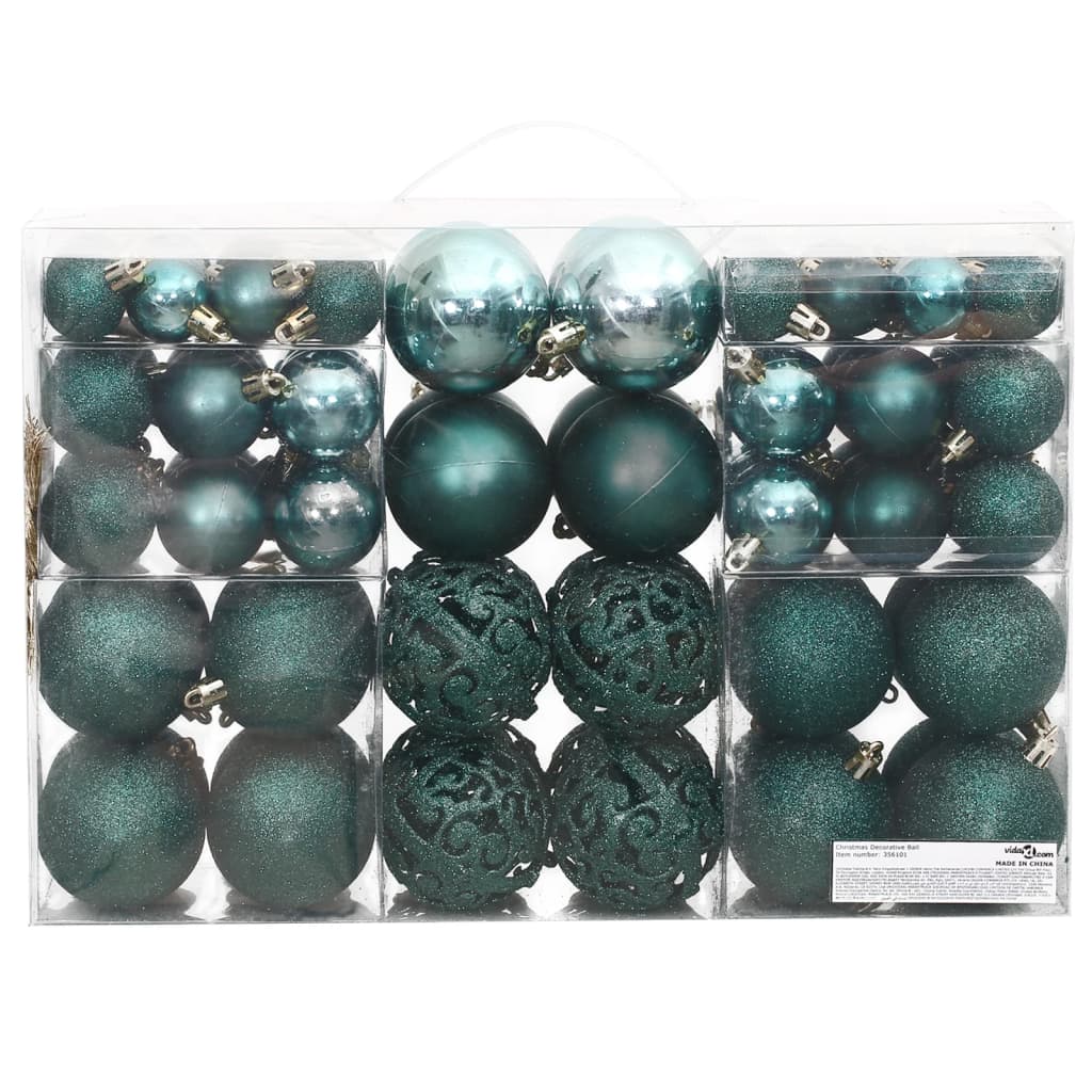 vidaXL Christmas Baubles 100 pcs Green 3 / 4 / 6 cm