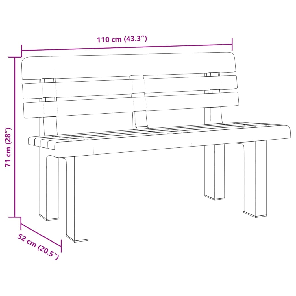 vidaXL Garden Bench Anthracite 110x52x71 cm Polypropylene