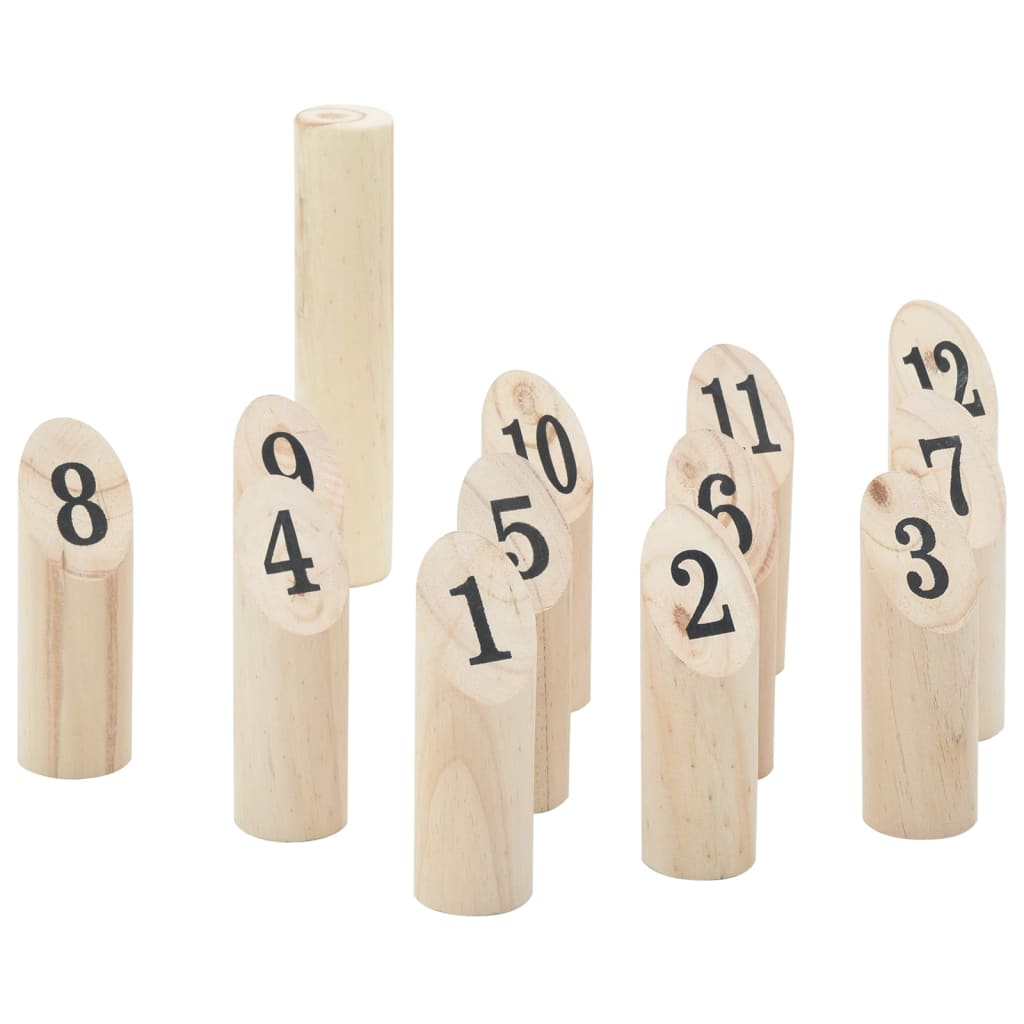 vidaXL 13 Piece Number Kubb Game Set with Carrying Bag Solid Pine Wood