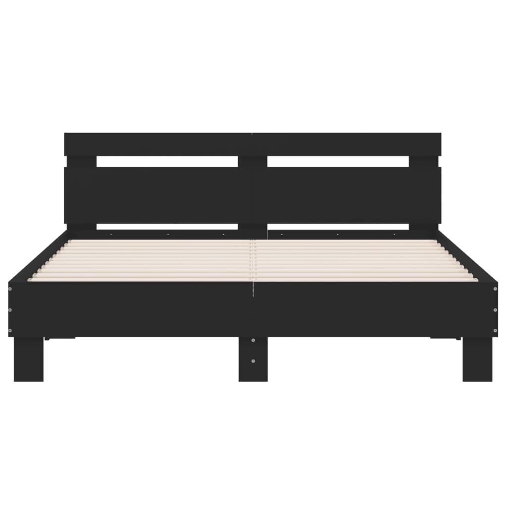 vidaXL Bed Frame with LED without Mattress Black 150x200 cm King Size